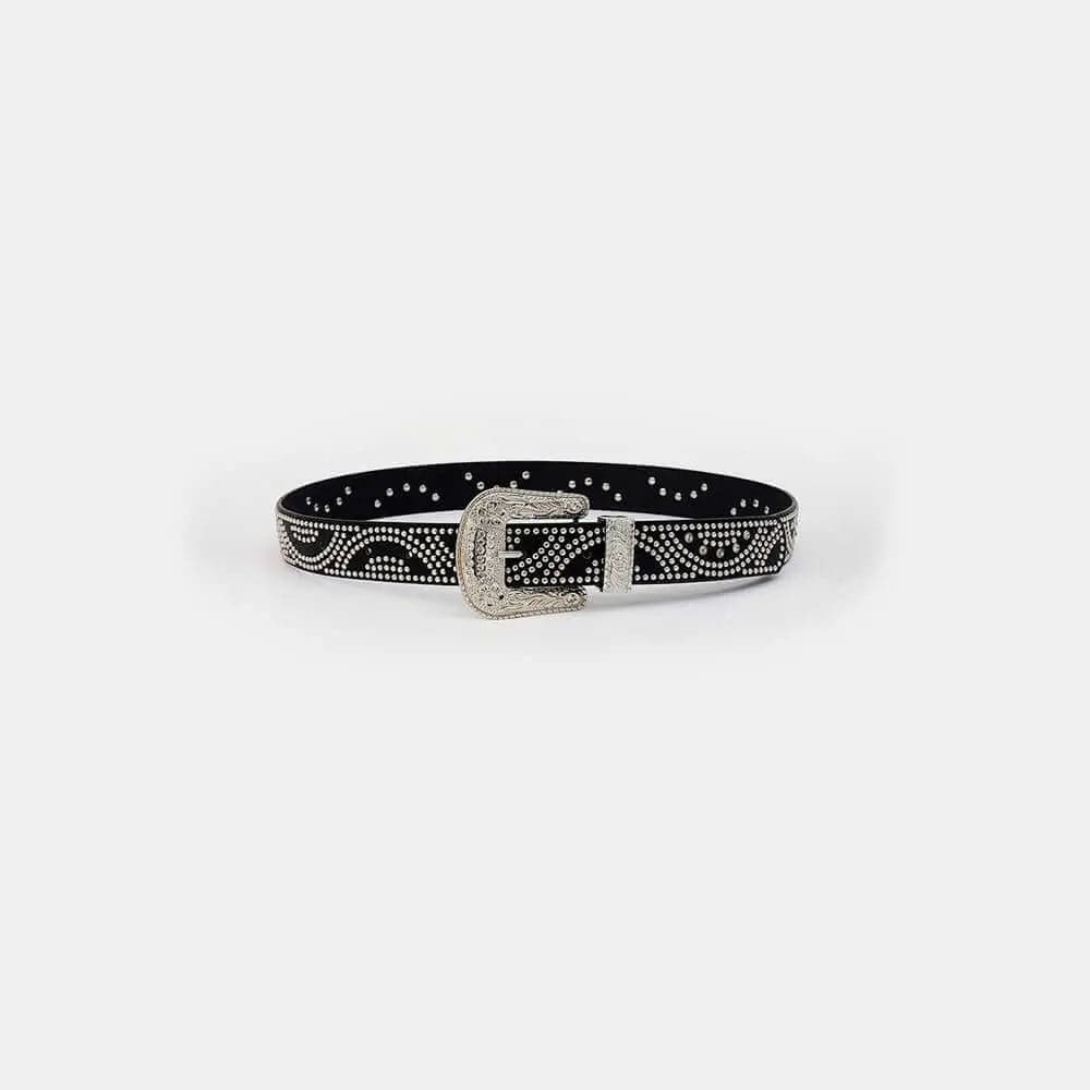 Trendsi Accessories Studded Rhinestone PU Leather Belt