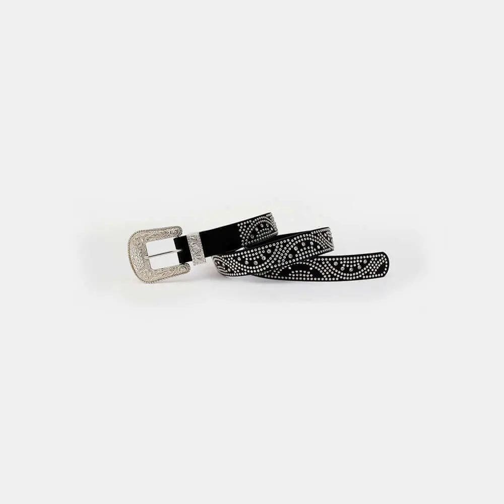 Trendsi Accessories Studded Rhinestone PU Leather Belt