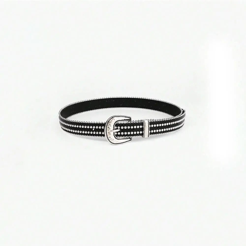 Trendsi Accessories Studded Rhinestone PU Leather Belt