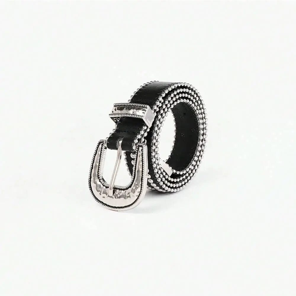 Trendsi Accessories Style A / S Studded Rhinestone PU Leather Belt