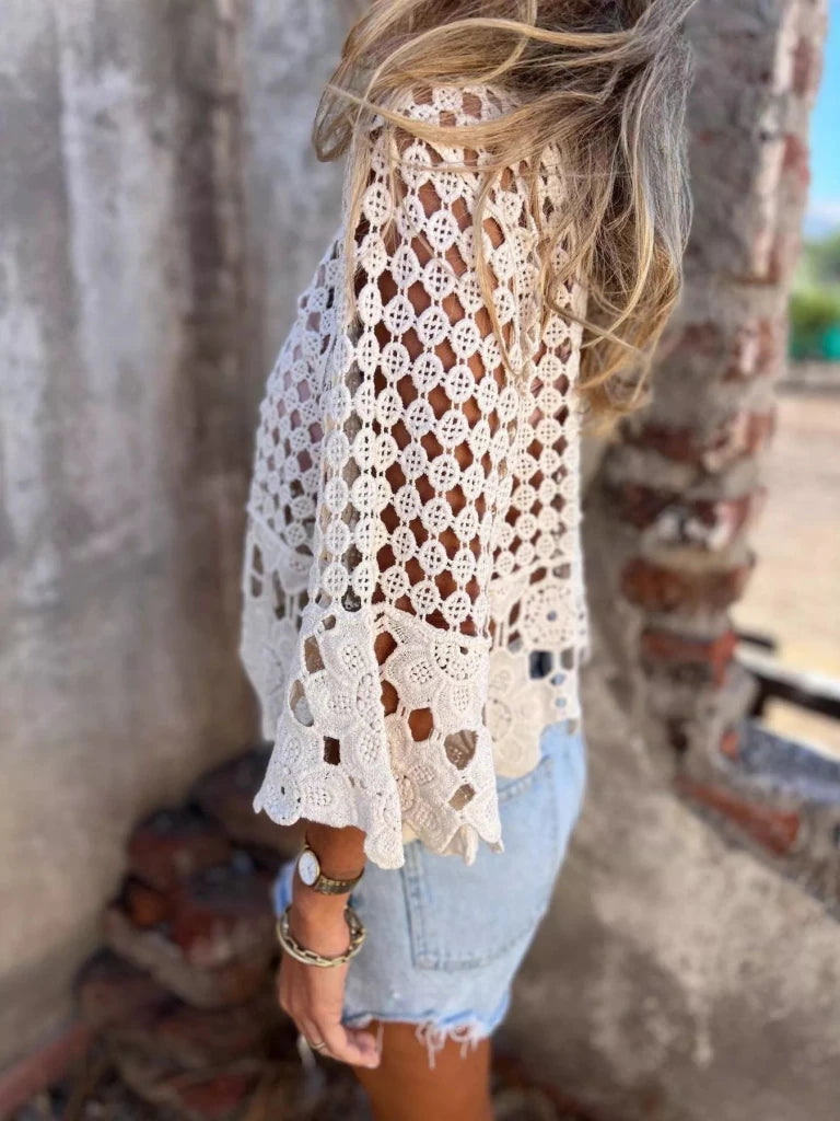 Tassel Crochet Knit Cover Up - Apricot by Trendsi from FREYA’S CLOSET