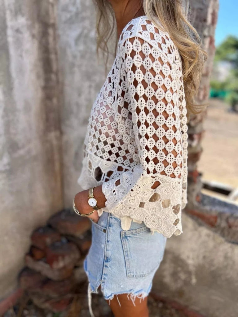 Tassel Crochet Knit Cover Up - Apricot by Trendsi from FREYA’S CLOSET