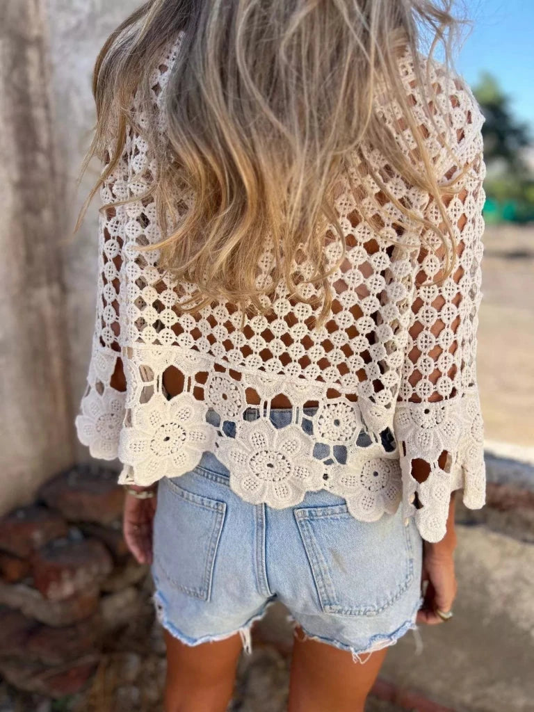 Tassel Crochet Knit Cover Up - Apricot by Trendsi from FREYA’S CLOSET
