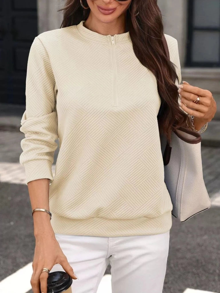 Textured quarter-zip sweatshirt, alternate product image