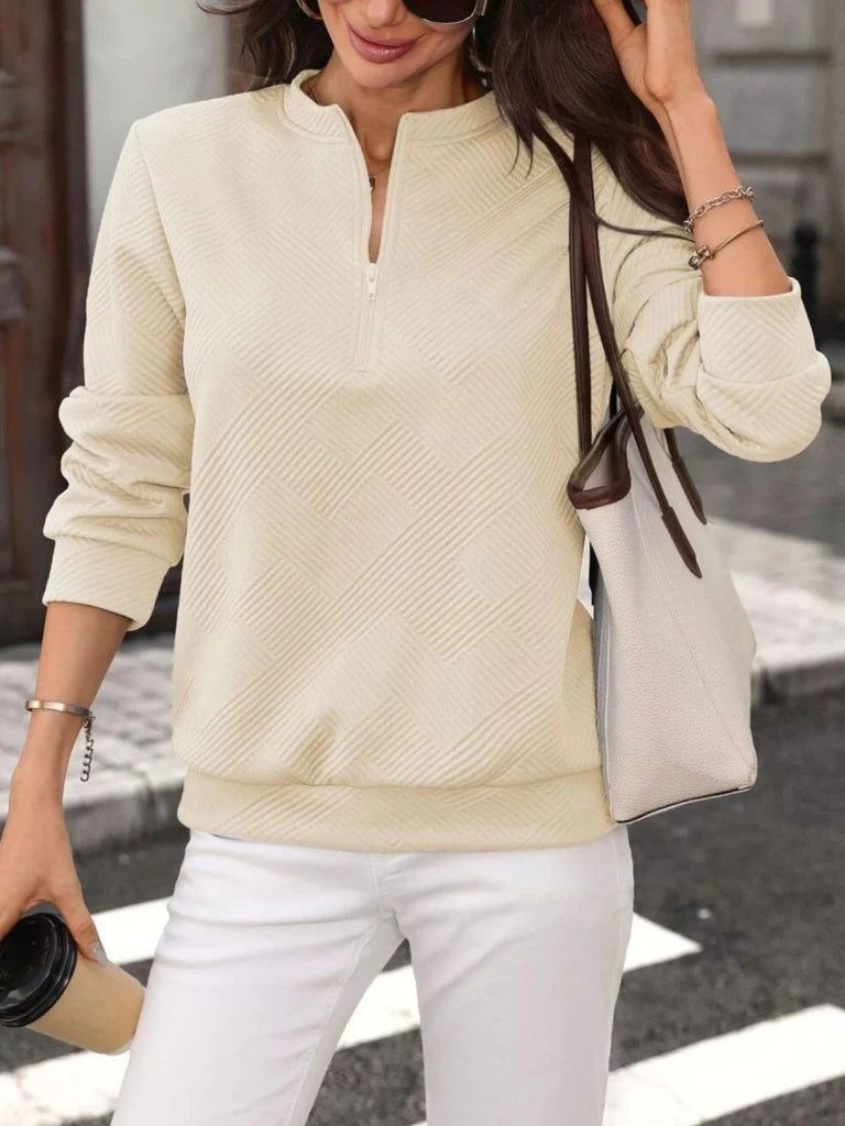 Textured quarter-zip sweatshirt, alternate product image