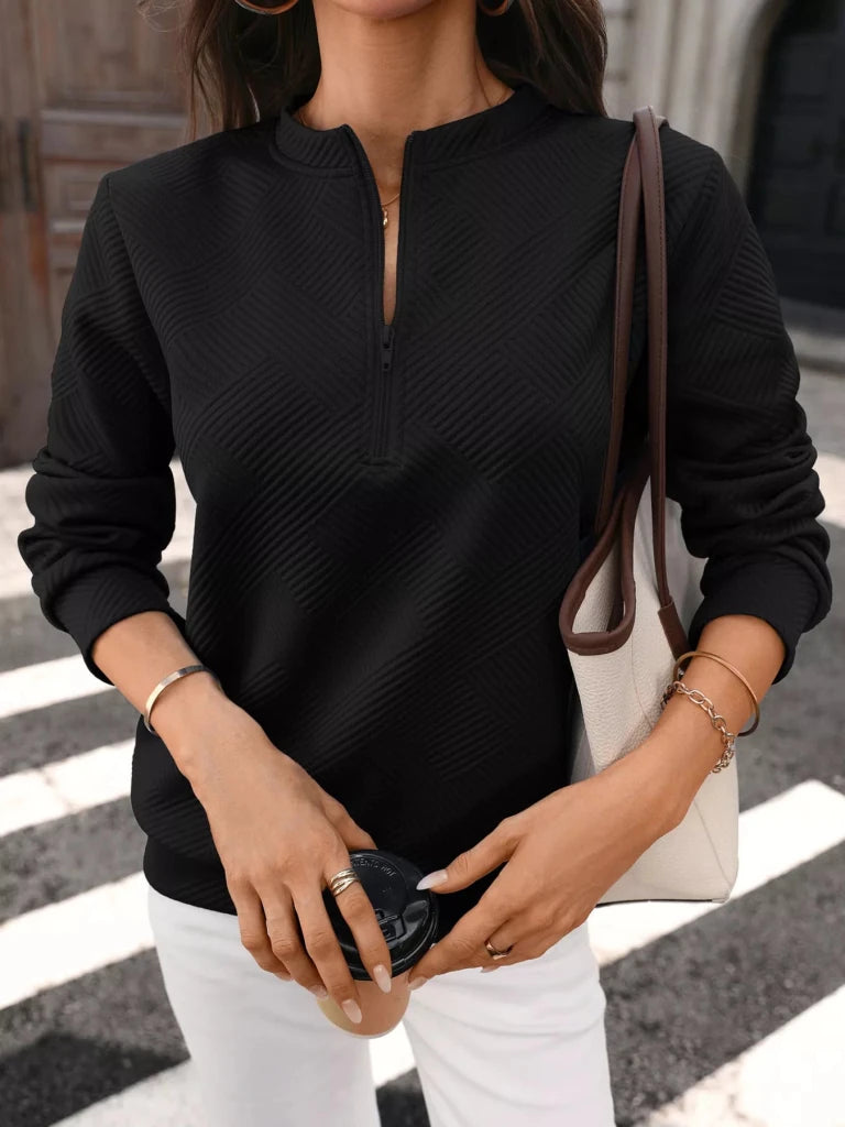 Textured quarter-zip sweatshirt, alternate product image