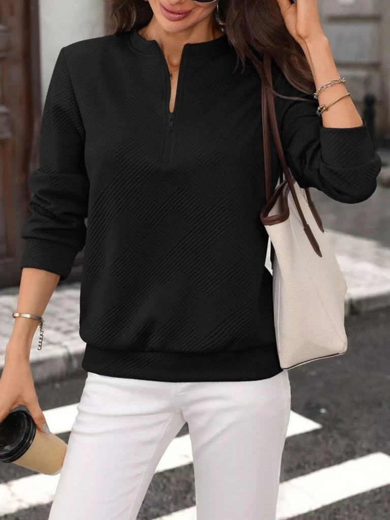 Textured quarter-zip sweatshirt, alternate product image