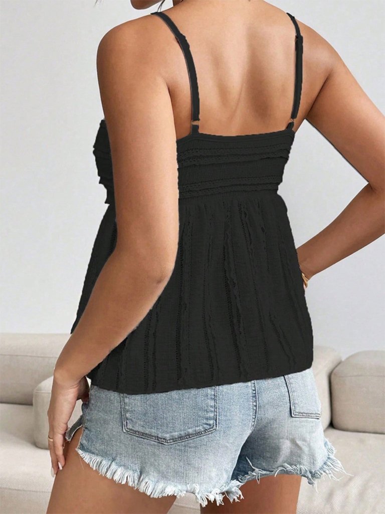 Textured Sweetheart Neck Cami - Black by Trendsi from FREYA’S CLOSET