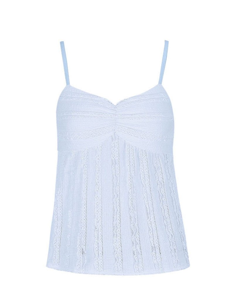 Textured Sweetheart Neck Cami - Light Blue by Trendsi from FREYA’S CLOSET