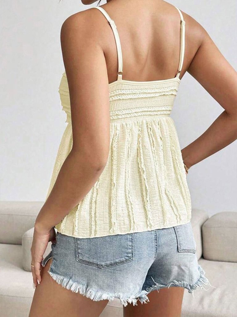 Textured Sweetheart Neck Cami - Light Yellow by Trendsi from FREYA’S CLOSET