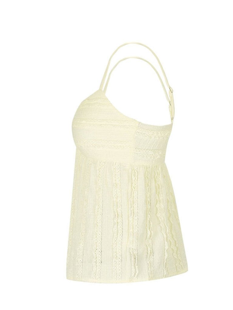 Textured Sweetheart Neck Cami - Light Yellow by Trendsi from FREYA’S CLOSET