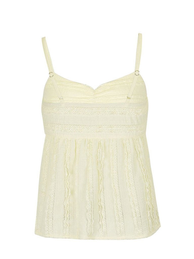 Textured Sweetheart Neck Cami - Light Yellow by Trendsi from FREYA’S CLOSET