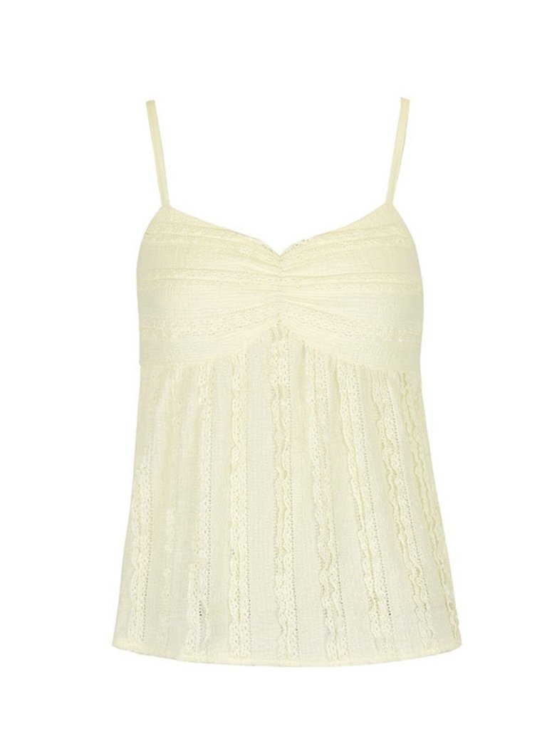 Textured Sweetheart Neck Cami - Light Yellow by Trendsi from FREYA’S CLOSET