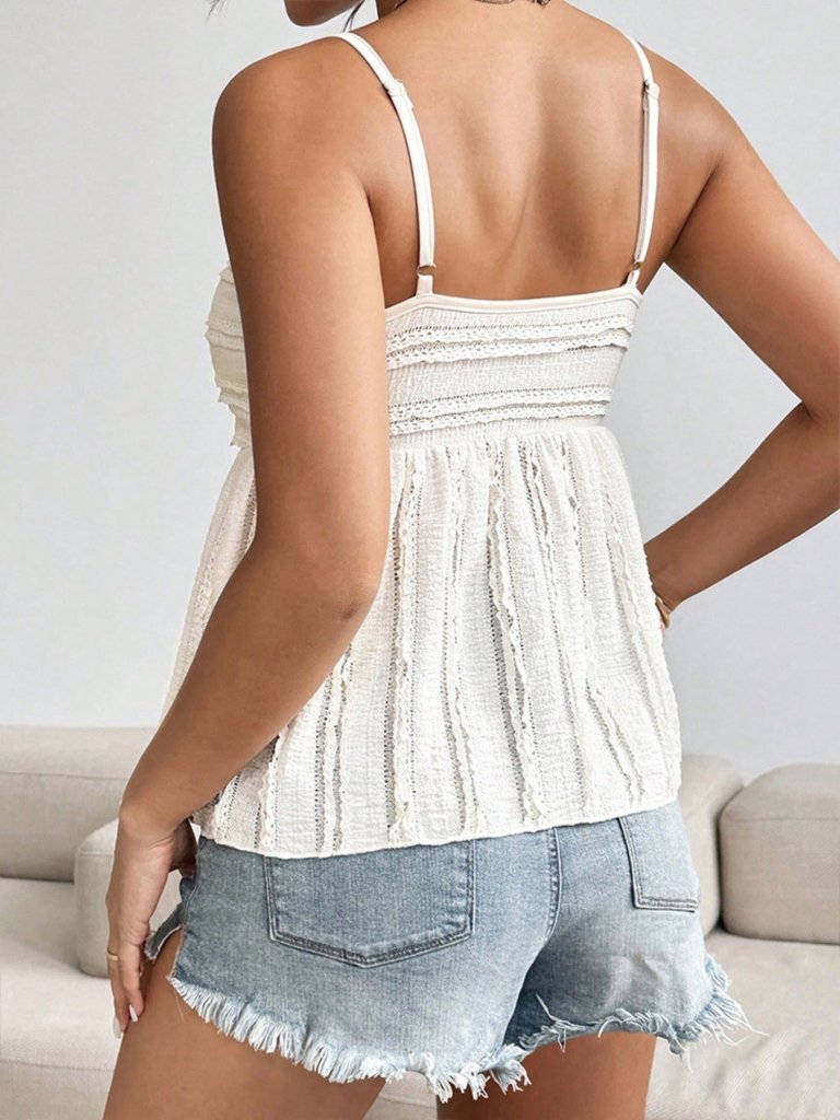Textured Sweetheart Neck Cami - White by Trendsi from FREYA’S CLOSET