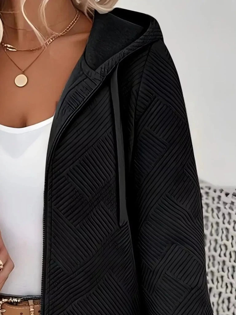 Textured zip-up hooded jacket, alternate product image