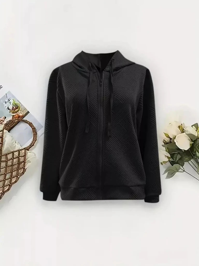Textured zip-up hooded jacket, alternate product image