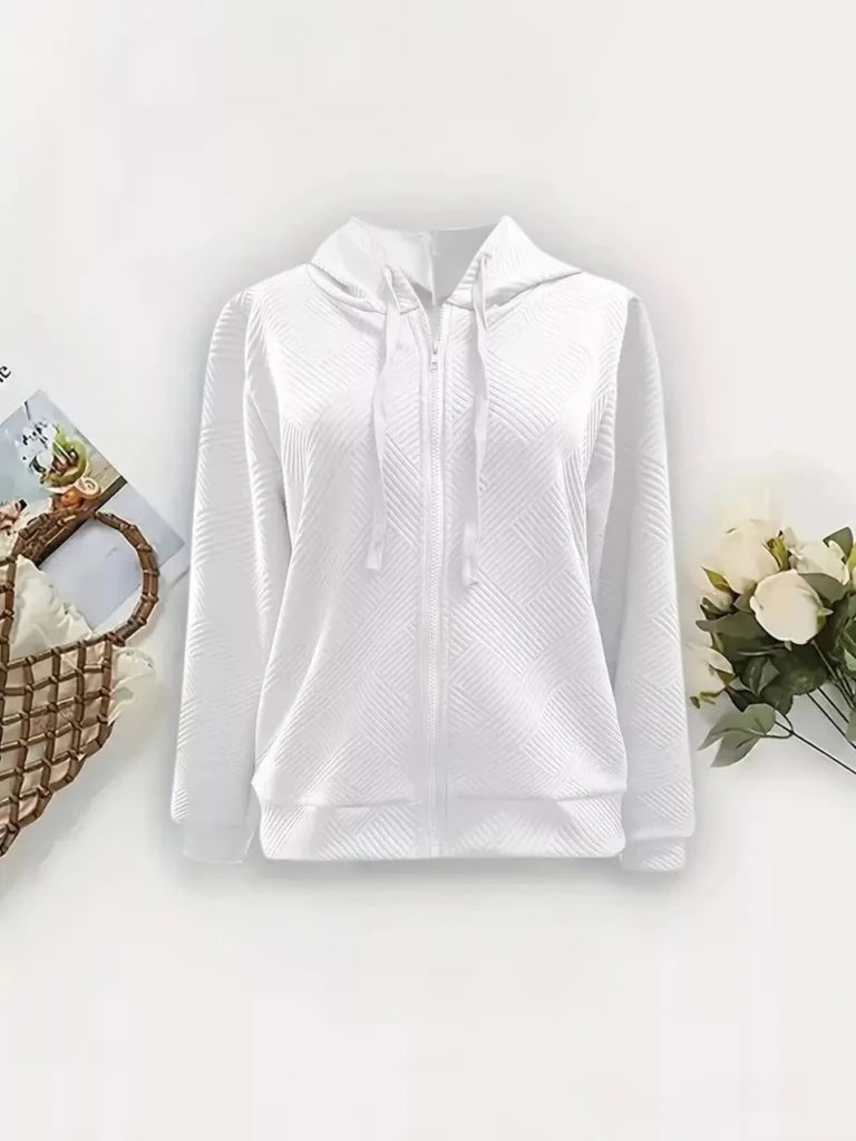 Textured zip-up hooded jacket, alternate product image
