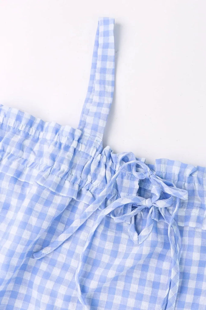 Tied Front Textured Square Neck Cami - Light Blue by Trendsi from FREYA’S CLOSET