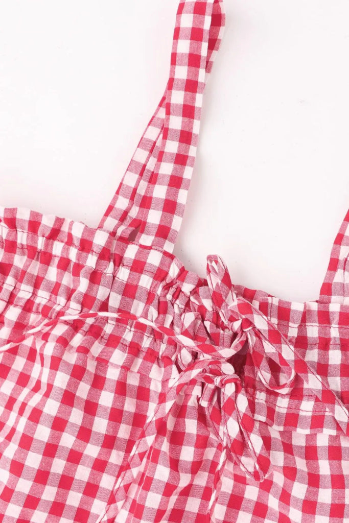 Tied Front Textured Square Neck Cami - Scarlet by Trendsi from FREYA’S CLOSET