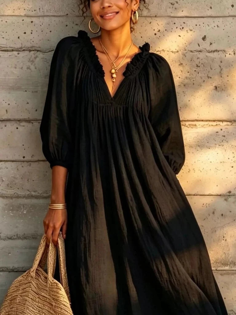 Tiered notched 3/4 sleeve maxi dress, alternate product image