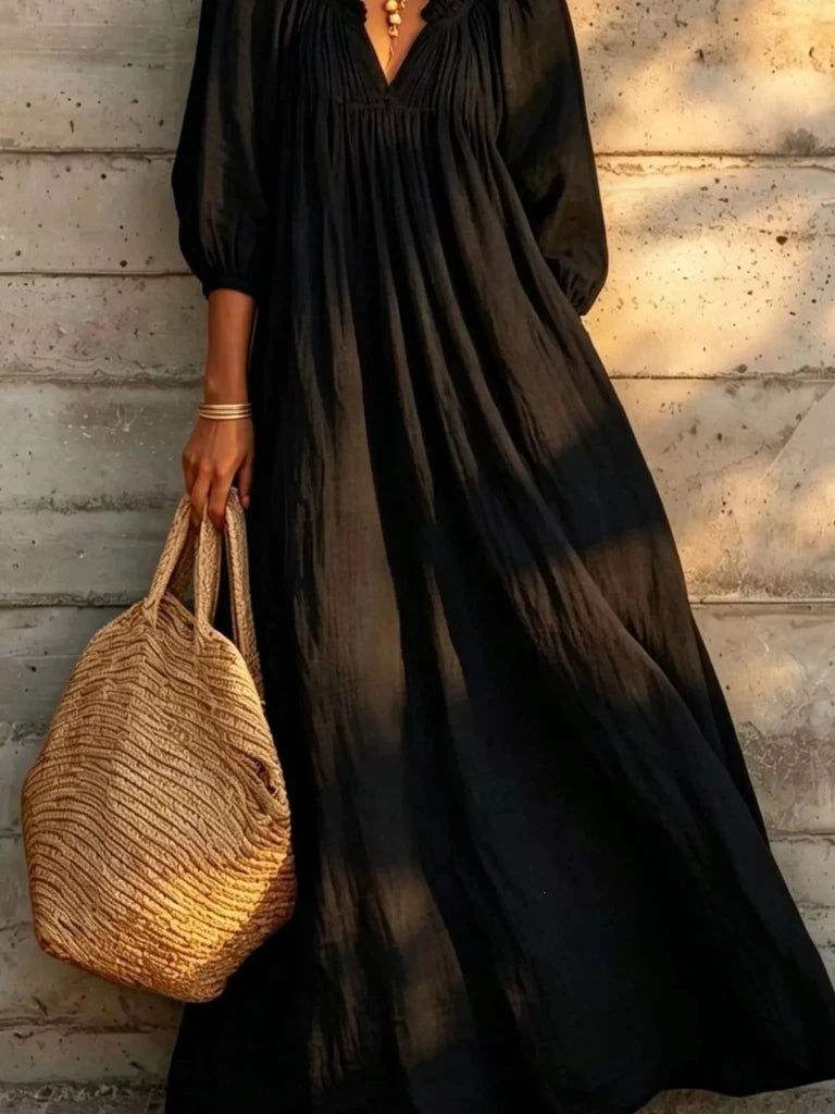 Tiered notched 3/4 sleeve maxi dress, alternate product image