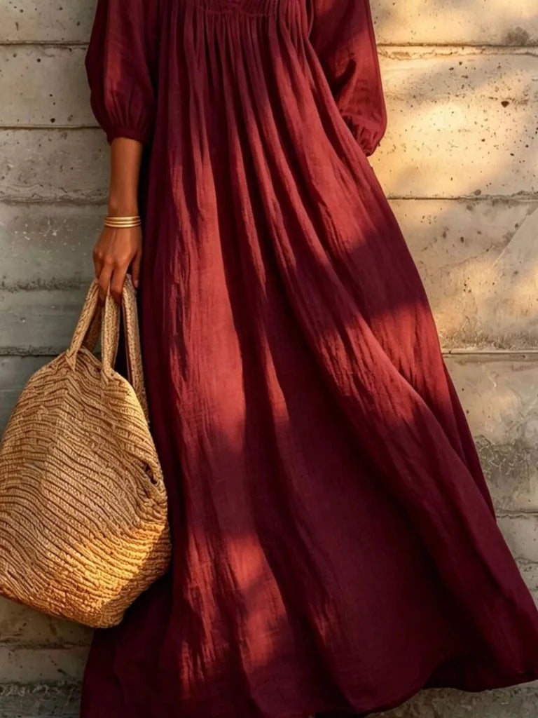 Tiered notched 3/4 sleeve maxi dress, alternate product image