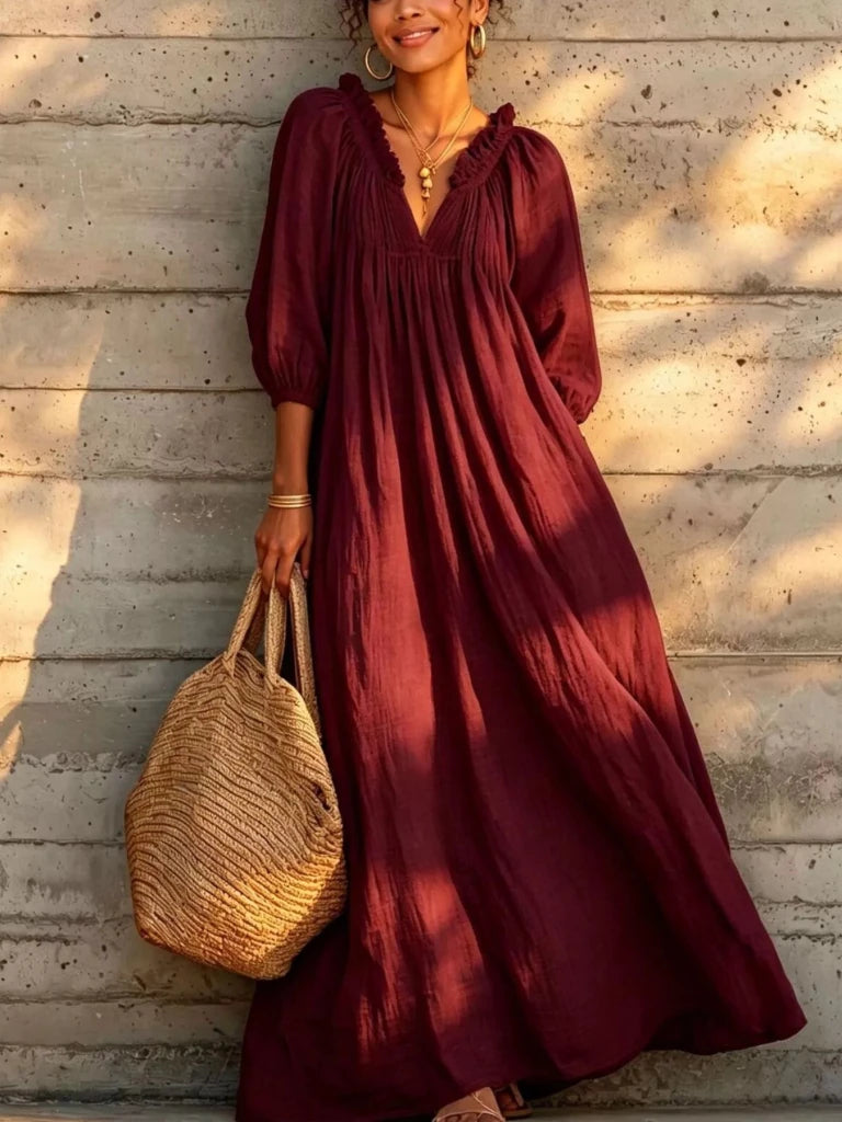 Tiered notched 3/4 sleeve maxi dress, alternate product image