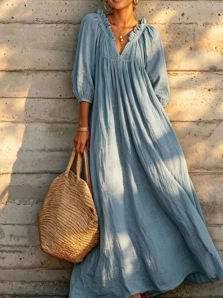 Tiered notched 3/4 sleeve maxi dress, alternate product image