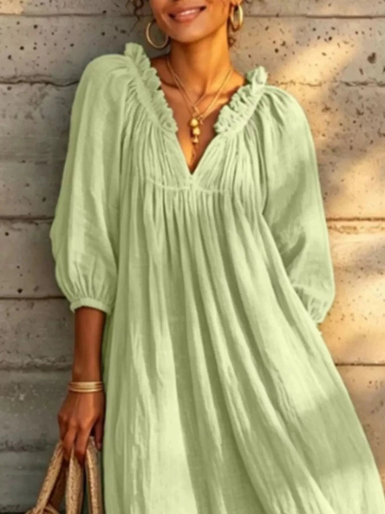Tiered notched 3/4 sleeve maxi dress, alternate product image