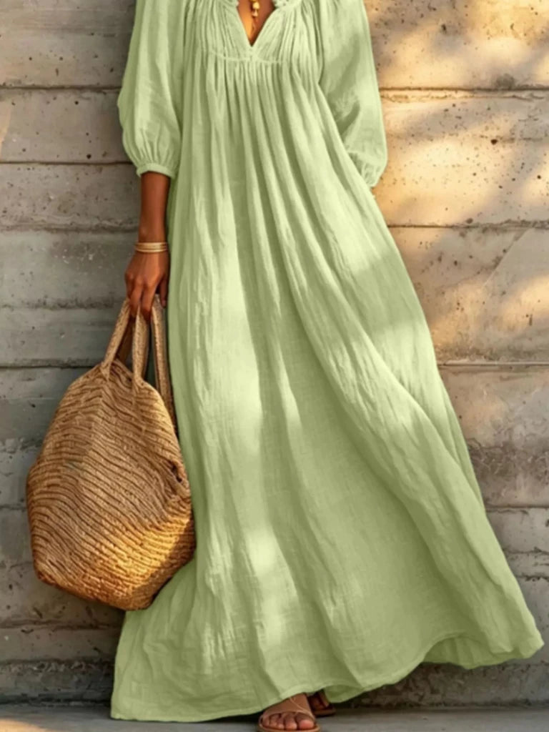 Tiered notched 3/4 sleeve maxi dress, alternate product image
