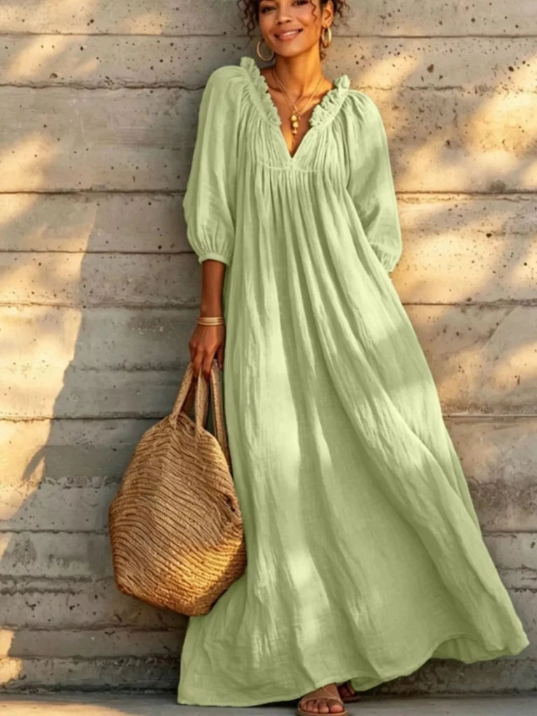 Tiered notched 3/4 sleeve maxi dress, alternate product image