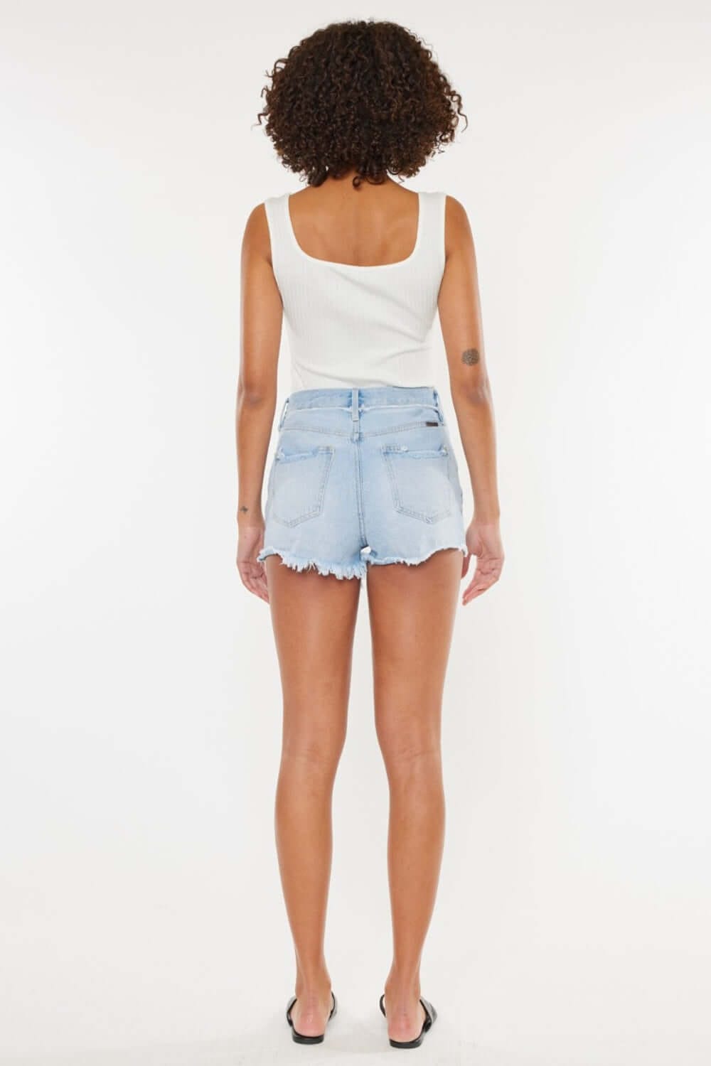 Trendsi Bottoms Kancan Distressed Button Fly Denim Shorts Kancan Distressed Button Fly Denim Shorts