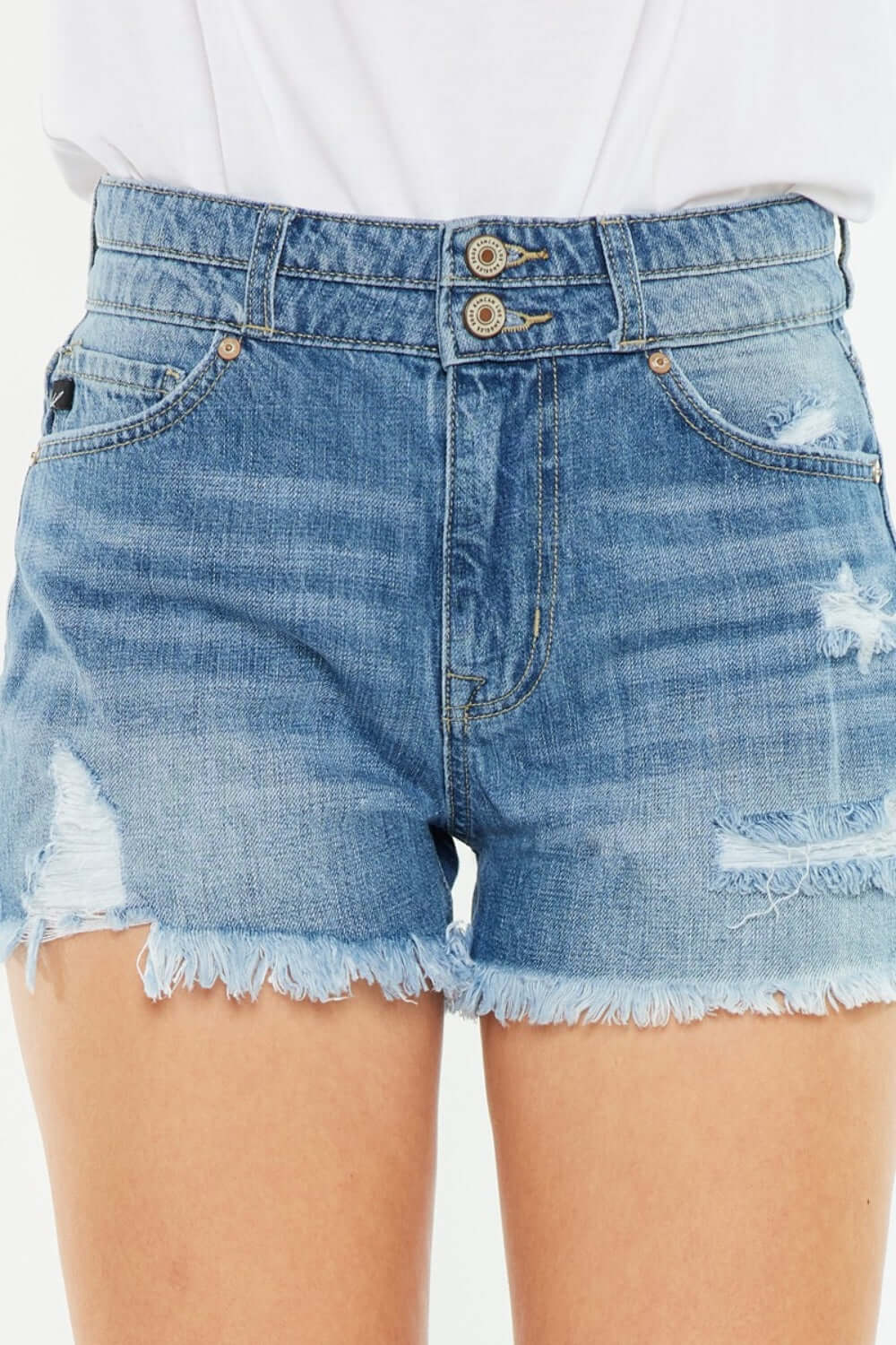 Trendsi Bottoms Kancan Full Size High Rise Raw Hem Denim Shorts Kancan Full Size High Rise Raw Hem Denim Shorts