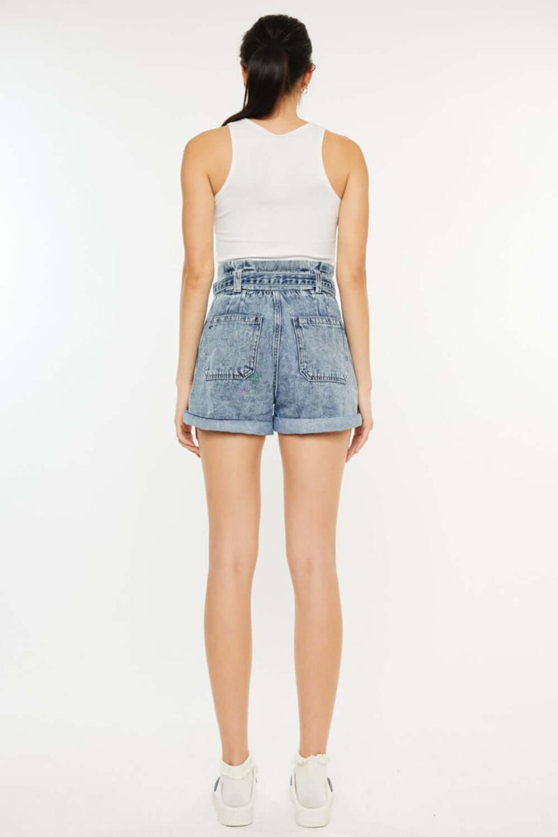 Trendsi Bottoms Kancan Ultra High Rise Paperbag Denim Shorts Kancan Ultra High Rise Paperbag Denim Shorts