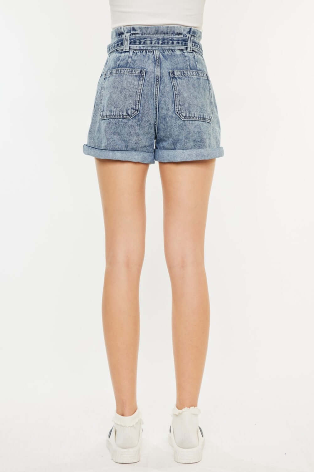 Trendsi Bottoms Kancan Ultra High Rise Paperbag Denim Shorts Kancan Ultra High Rise Paperbag Denim Shorts