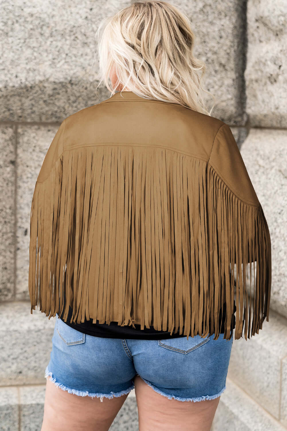 Trendsi Jackets Plus Size Fringe Open Front Jacket Plus Size Fringe Open Front Jacket