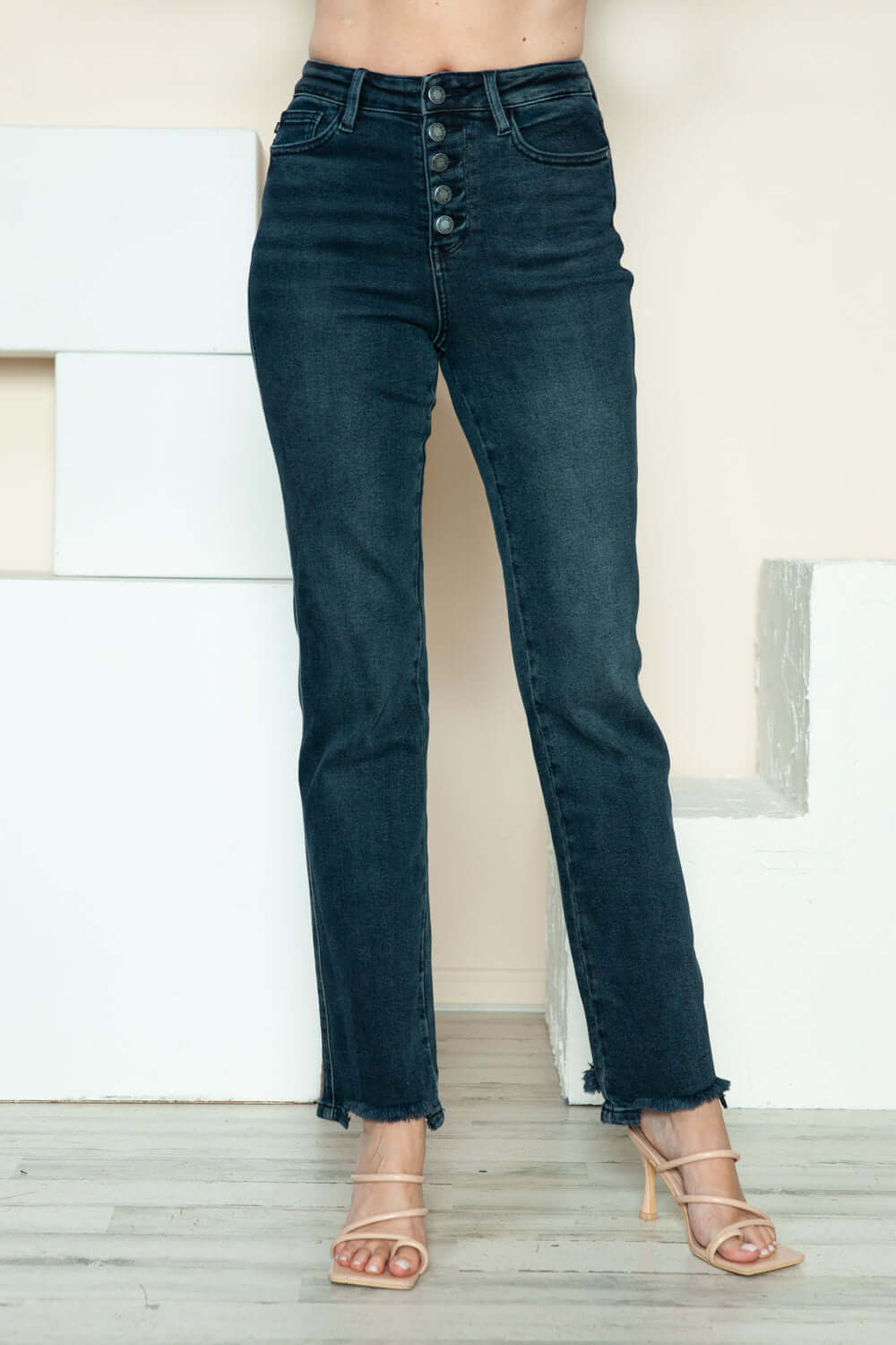 Trendsi Jeans Judy Blue Full Size Button Fly Hem Destroy Straight Jeans Judy Blue Full Size Button Fly Hem Destroy Straight Jeans