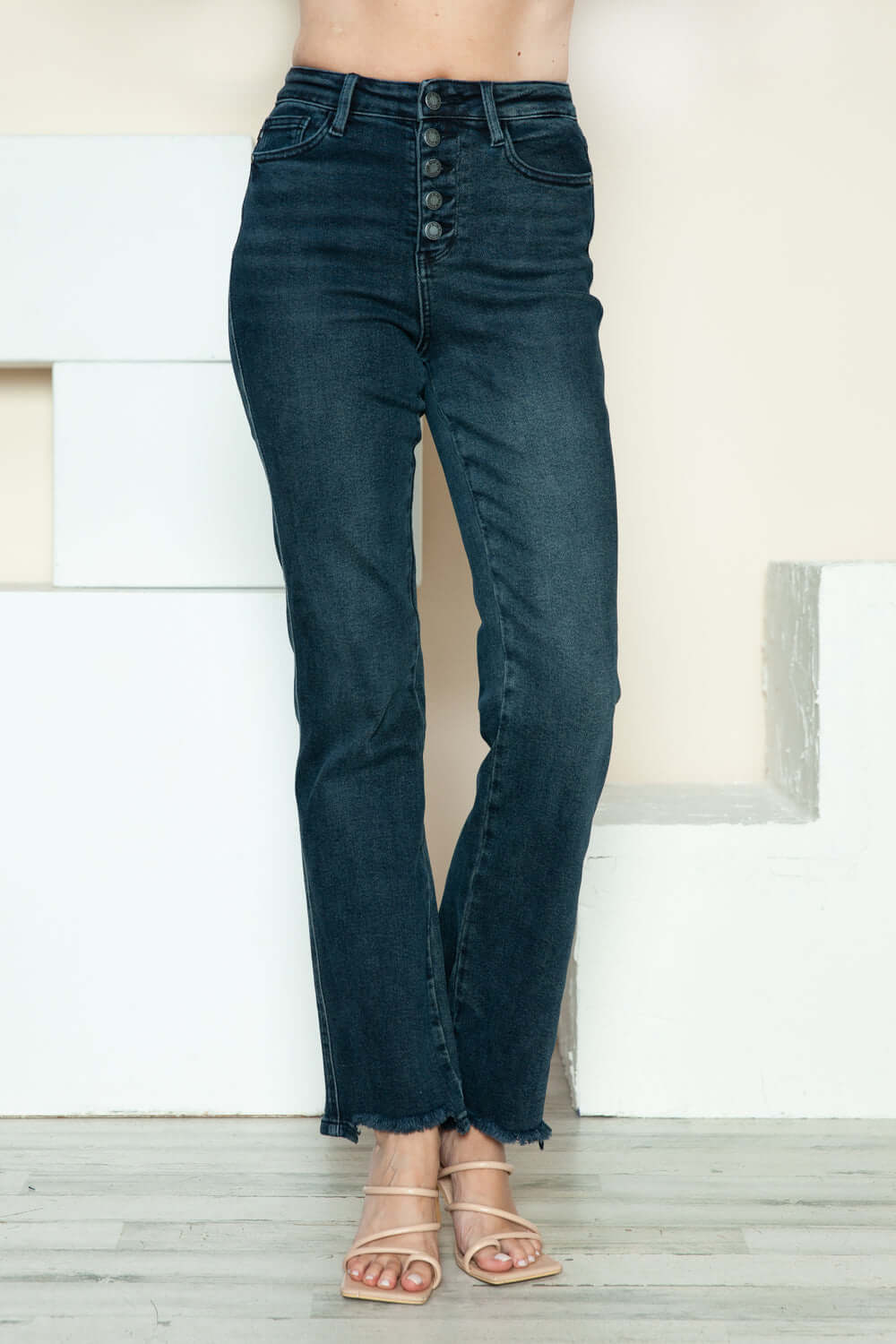 Trendsi Jeans Judy Blue Full Size Button Fly Hem Destroy Straight Jeans Judy Blue Full Size Button Fly Hem Destroy Straight Jeans