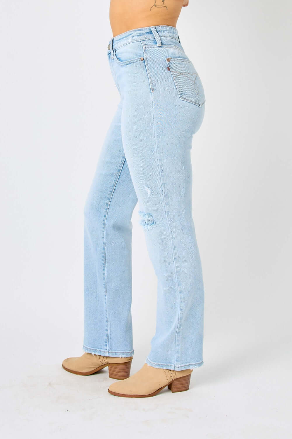 Trendsi Jeans Judy Blue Full Size High Waist Distressed Straight Jeans Judy Blue High Waist Distressed Straight Jeans
