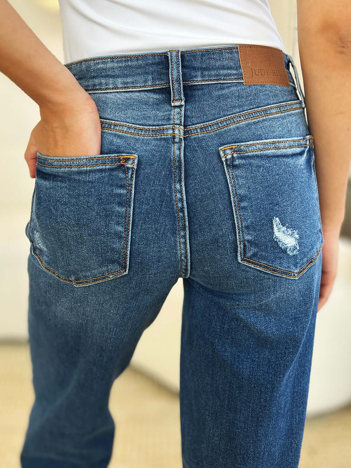 Trendsi Jeans Judy Blue Full Size Mid Rise Distressed Raw Hem Jeans Judy Blue Full Size Mid Rise Distressed Raw Hem Jeans