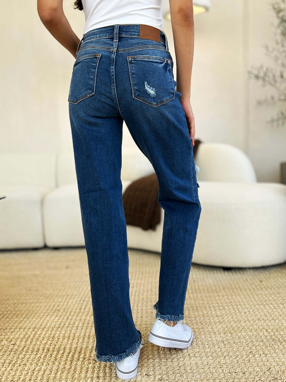 Trendsi Jeans Judy Blue Full Size Mid Rise Distressed Raw Hem Jeans Judy Blue Full Size Mid Rise Distressed Raw Hem Jeans