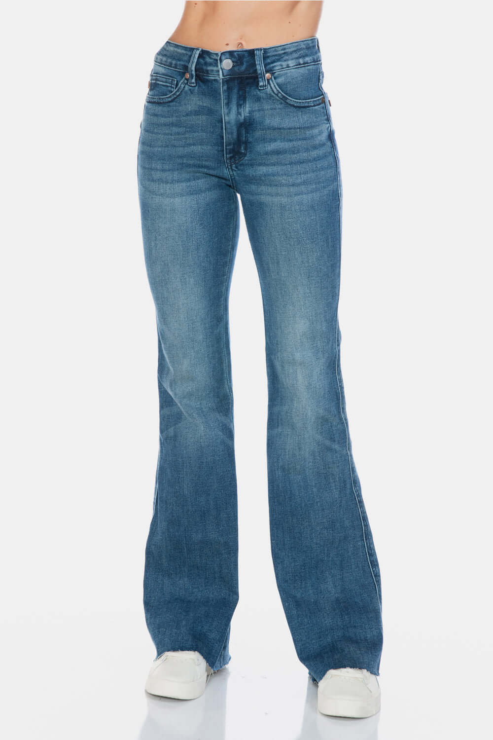 Trendsi Jeans Judy Blue Full Size Tummy Control Cut Hem Flare Jeans Judy Blue Tummy Control Flare Jeans