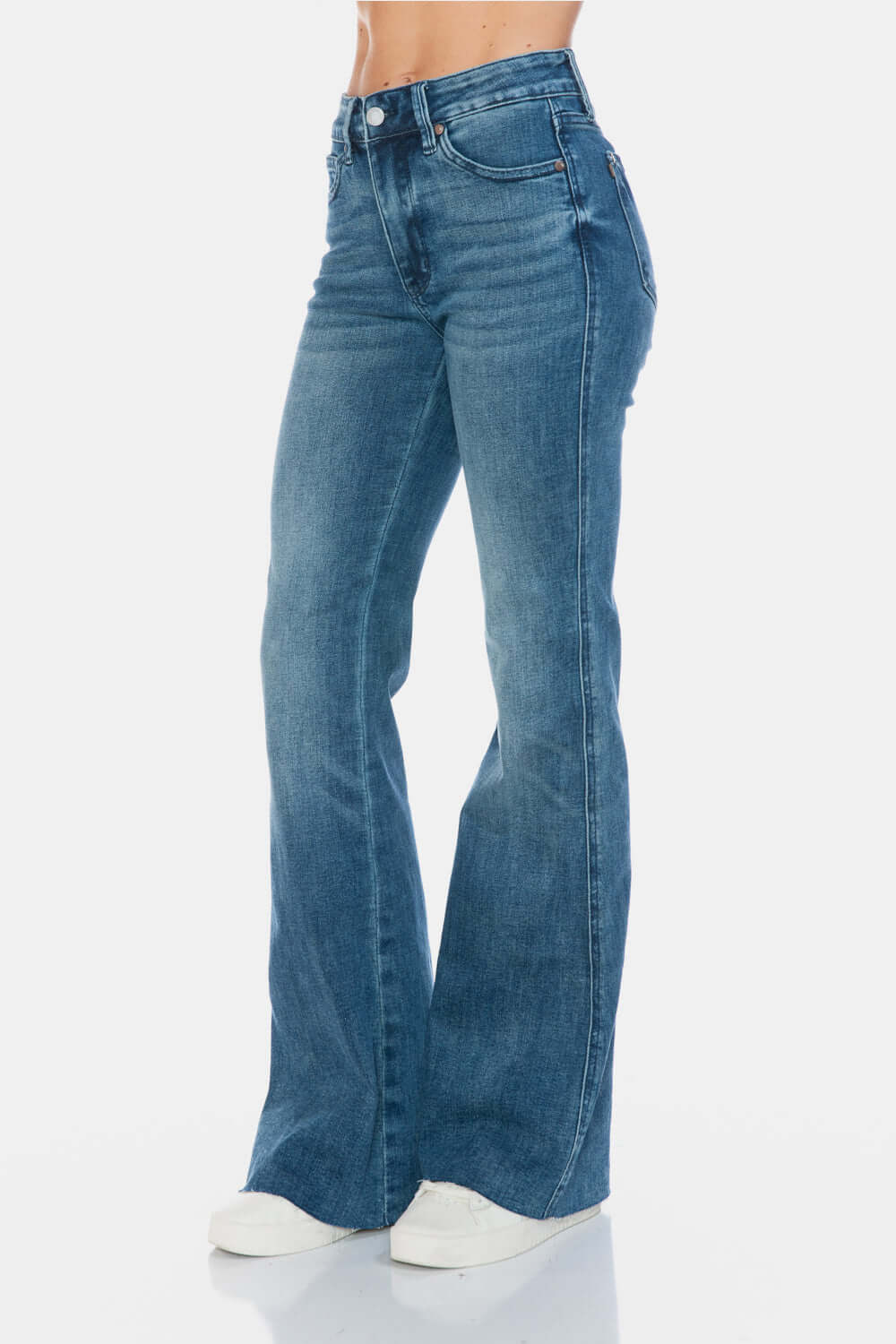 Trendsi Jeans Judy Blue Full Size Tummy Control Cut Hem Flare Jeans Judy Blue Tummy Control Flare Jeans