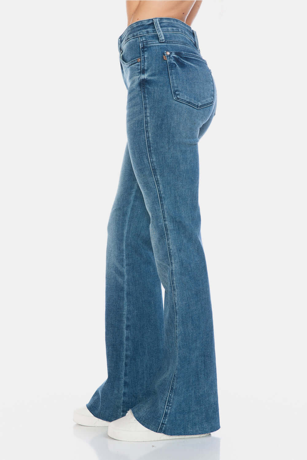 Trendsi Jeans Judy Blue Full Size Tummy Control Cut Hem Flare Jeans Judy Blue Tummy Control Flare Jeans