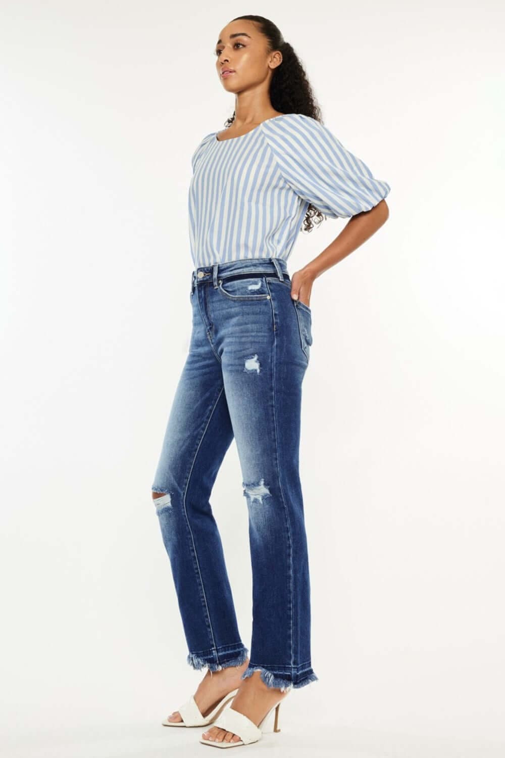 Trendsi Jeans Kancan High Rise Distressed Slim Straight Jeans Kancan High Rise Distressed Slim Straight Jeans