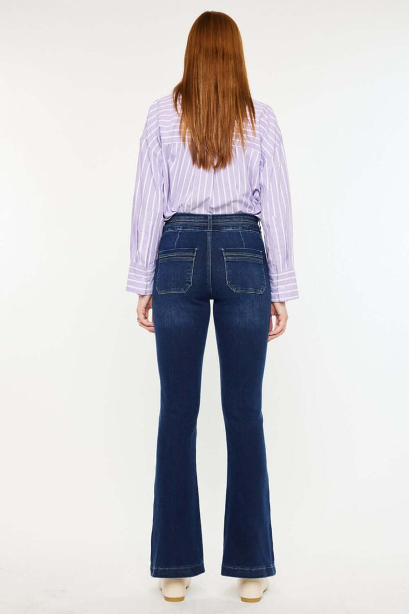 Trendsi Jeans Kancan High Rise Double Waistband Flare Jeans Kancan High Rise Double Waistband Flare Jeans
