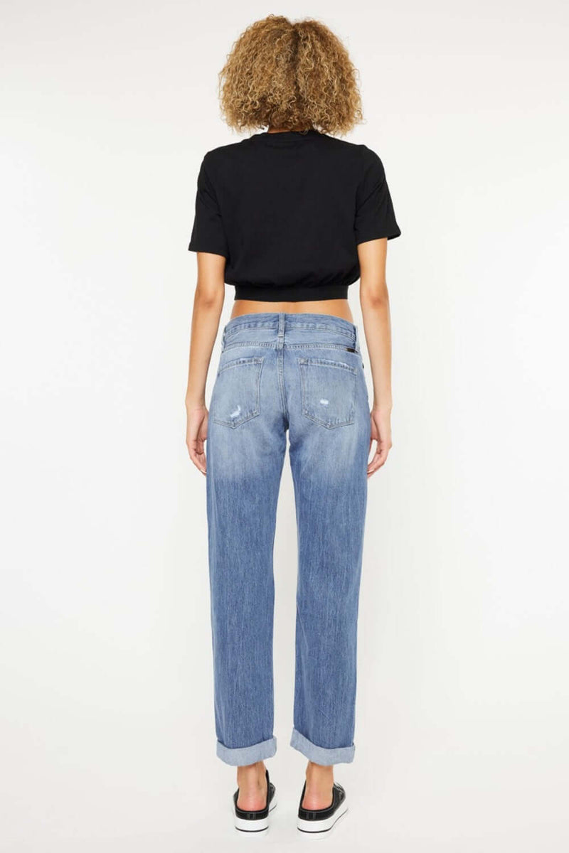 Trendsi Jeans Kancan Mid Rise Distressed Straight Jeans Kancan Mid Rise Distressed Straight Jeans