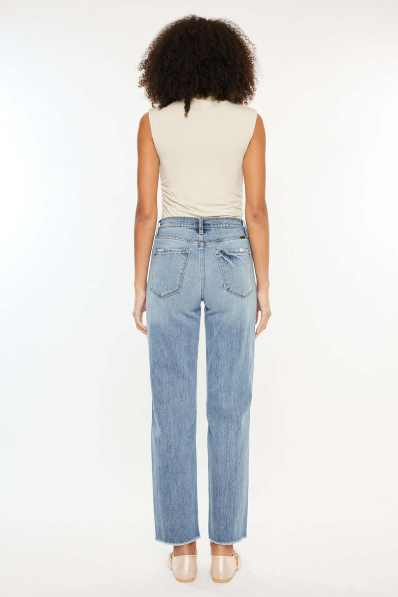 Trendsi Jeans Kancan Ultra High Rise Distressed Straight Jeans Kancan Ultra High Rise Distressed Straight Jeans