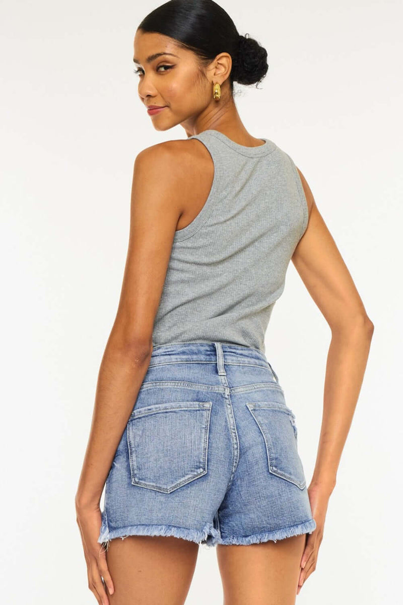 Trendsi short Kancan Distressed Raw Hem Denim Shorts Kancan Distressed Raw Hem Denim Shorts