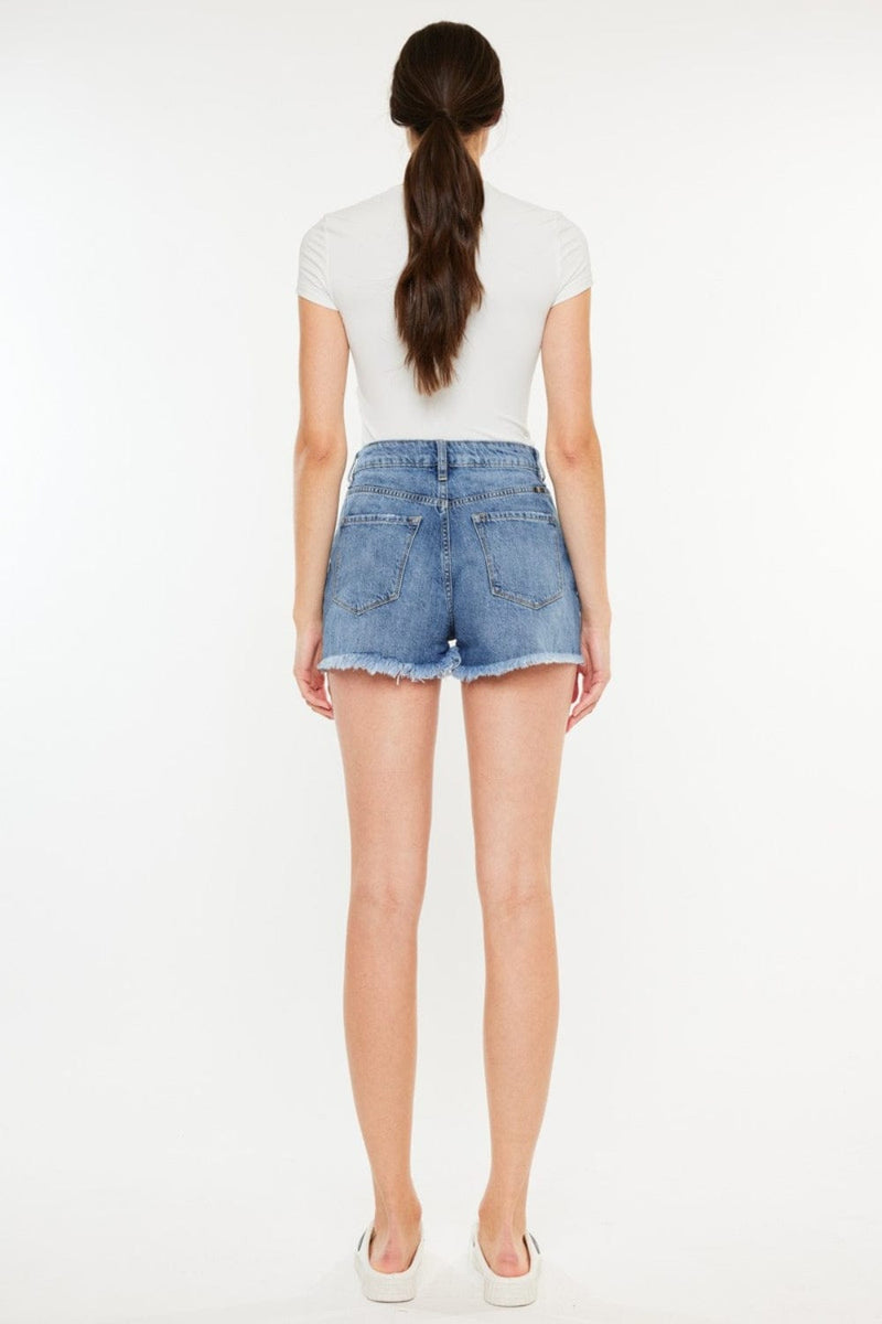 Trendsi Shorts Kancan Distressed Raw Hem High Waist Denim Shorts Kancan Distressed Raw Hem High Waist Denim Shorts